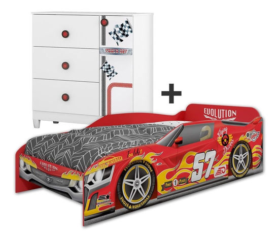 Imagen de Dormitorio Infantil Cama + Cómoda Diseño De Auto Para Niños