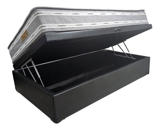 Imagen de Cama Baul + Colchon 1 Plaza Y Media Espuma Alta Densidad D65