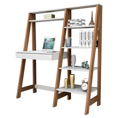Imagen de Kit Escritorio + estanteria URBAN blanco castaño