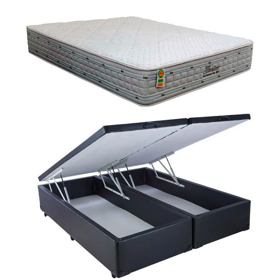 Imagen de Cama Baúl + Colchón Resortes Pocket Super Firme - King Size