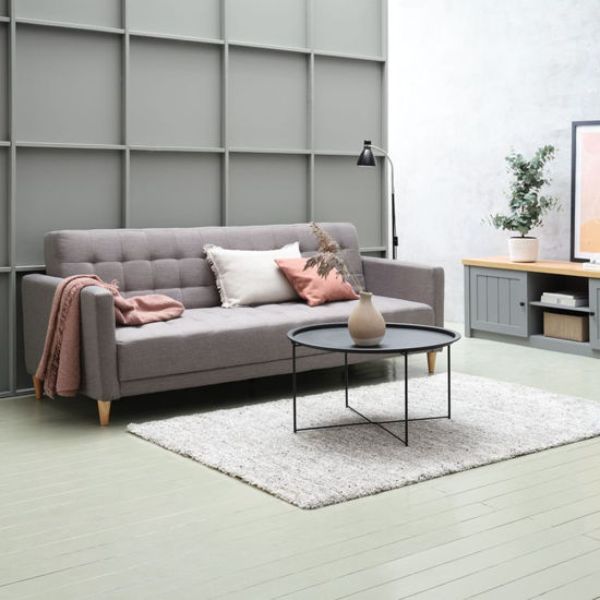 Imagen de Sofa cama DEYMI 3 cuerpos gris patas madera