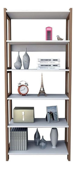 Imagen de Estanteria Armario Biblioteca Living 5 Estantes Estilo Eames Color Blanco/castaño
