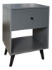 Imagen de Mesa De Luz Estilo Retro Cajon Rieles Metálicos Y Estante Color Gris