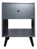 Imagen de Mesa De Luz Estilo Retro Cajon Rieles Metálicos Y Estante Color Gris