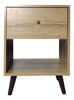 Imagen de Mesa De Luz Estilo Retro Cajon Rieles Metálicos Y Estante Color Miel
