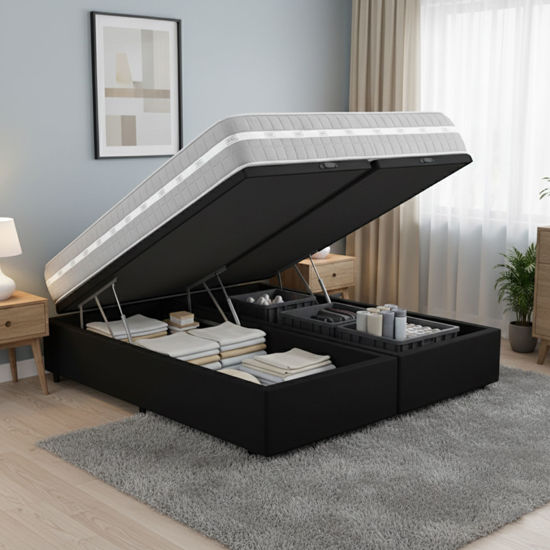 Imagen de Set Cama Baul SLEEP + Colchon CARBONO 158