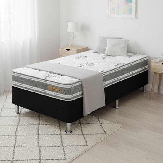 Imagen de Set Colchon CLEAN FLORAL D65 + Box PREMIUM 110 188