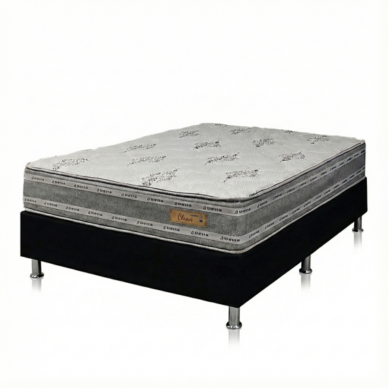 Imagen de Set Colchon CLEAN FLORAL D65 + Box PREMIUM 138 188