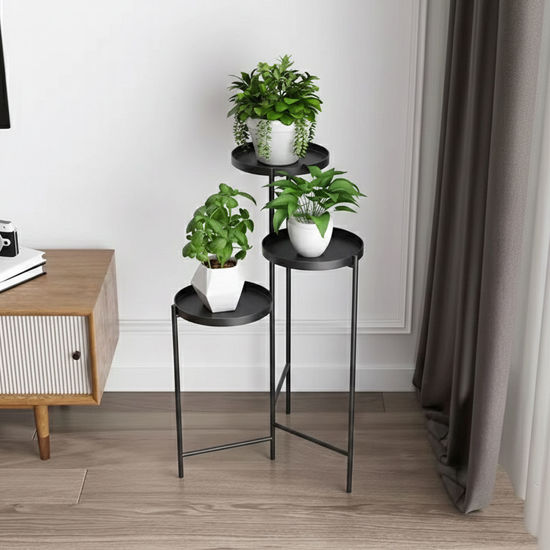 Imagen de Multiuso macetero 3 estantes PLEGABLE negro 90 cm