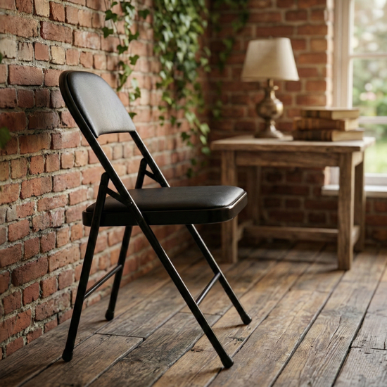 Imagen de Silla plegable DARK negra tapizada