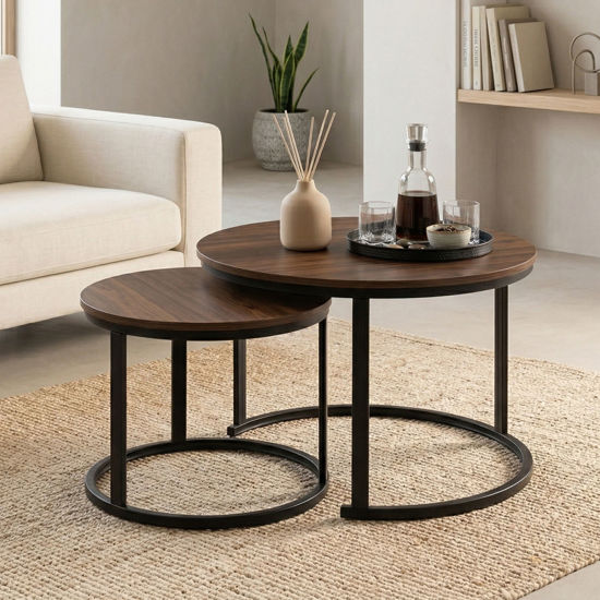 Imagen de Mesa de Living TRACK Set x2 70/50cm redonda