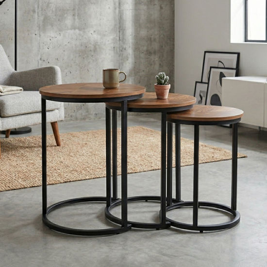 Imagen de Mesa de Living LARRY Set x3 50/45/40cm redonda
